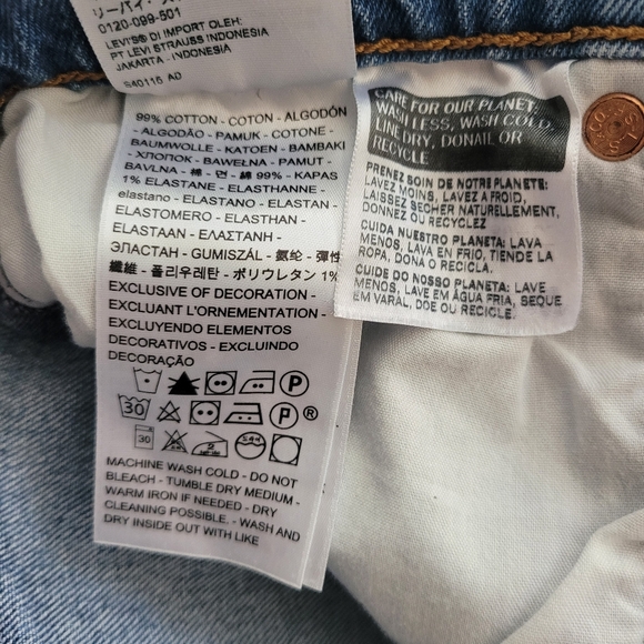 Levis Ribcage Denim Raw Hem Blue Jean Shorts Size 29 Button Fly - Picture 8 of 11